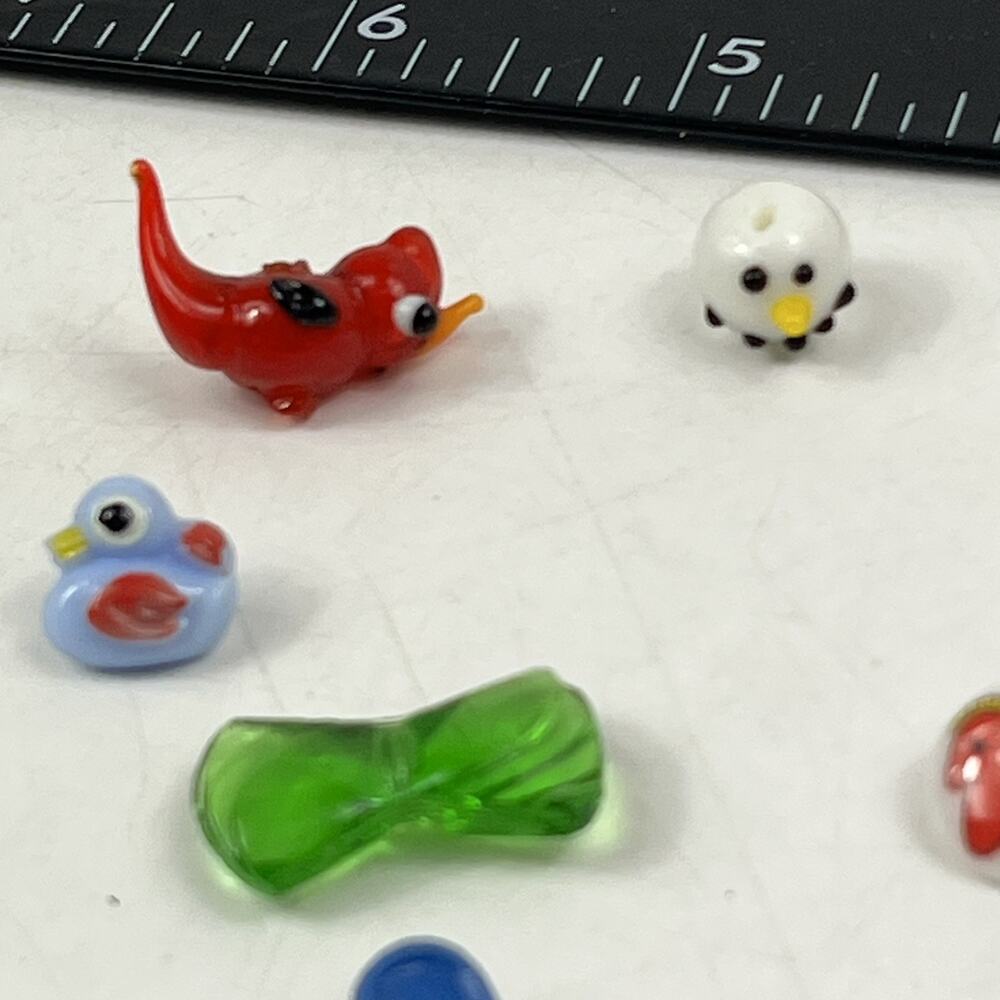 Vtg Lampwork Glass Beads Lot Animal Bird Dog Bows Snowman Jewelry Making Craft - Picture 3 of 10
